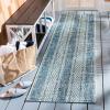 SAFAVIEH Washable Rug Outdoor Courtyard Collection – 8′ x 11′, Light Grey & Blue, Non-Shedding & Easy Cleaning, Ideal for Patio, Backyard, Mudroom (CY8736-36812)(Light Grey / Blue)