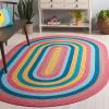 Safavieh Washable Rug Outdoor Braided Collection – 5′ x 8′ Oval, Pink & Blue, Handmade & Reversible, Non-Shedding & Easy to Clean, Ideal for Patio, Backyard, Mudroom (BRD327U)(Pink/Blue)