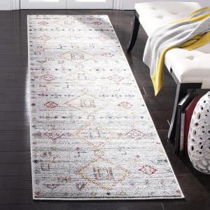 SAFAVIEH Area Rug 8×10 – Adirondack Collection – Large – Navy & Silver, Moroccan Boho Tribal Design, Non-Shedding & Easy Cleaning, Ideal for Living Room, Bedroom, Office, Dining Space (ADR208N)(Light Grey/Red)