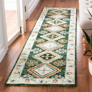 SAFAVIEH Area Rug 8×10 – Aspen Collection – Large – Ivory & Multi, Handmade Wool, Moroccan Boho Tribal Design, Ideal for Living Room, Bedroom, Office, Dining Space (APN706A)(Green/Ivory)