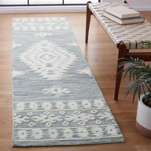 SAFAVIEH Area Rug 8×10 – Aspen Collection – Large – Rust & Ivory, Handmade Wool, Moroccan Boho Tribal Design, Ideal for Living Room, Bedroom, Office, Dining Space (APN550P)(Light Grey/Ivory)