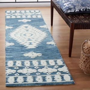 SAFAVIEH Area Rug 8×10 – Aspen Collection – Large – Rust & Ivory, Handmade Wool, Moroccan Boho Tribal Design, Ideal for Living Room, Bedroom, Office, Dining Space (APN550P)(Navy/Ivory)