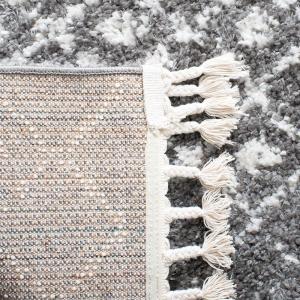SAFAVIEH Area Rug 8×10 – Berber Fringe Shag Collection – Large – Cream & Dark Grey, Moroccan Design, Non-Shedding & Easy Cleaning, Thick Pile, Ideal for Living Room, Bedroom, Dining Space (BFG516A)(Grey/Ivory)