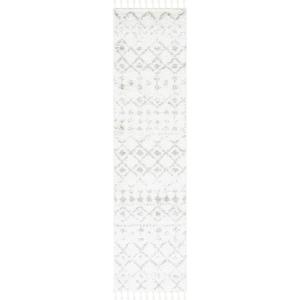 SAFAVIEH Area Rug 8×10 – Berber Fringe Shag Collection – Large – Cream & Dark Grey, Moroccan Design, Non-Shedding & Easy Cleaning, Thick Pile, Ideal for Living Room, Bedroom, Dining Space (BFG516A)(Ivory/Sage)