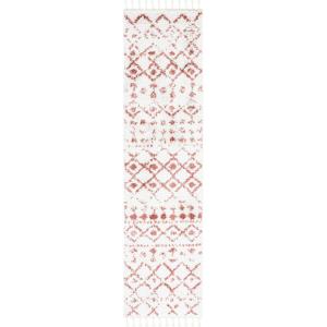 SAFAVIEH Area Rug 8×10 – Berber Fringe Shag Collection – Large – Cream & Dark Grey, Moroccan Design, Non-Shedding & Easy Cleaning, Thick Pile, Ideal for Living Room, Bedroom, Dining Space (BFG516A)(Ivory/Rust)