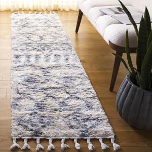 SAFAVIEH Area Rug 8×10 – Berber Fringe Shag Collection – Large – Cream & Grey, Moroccan Design, Non-Shedding & Easy Cleaning, Plush Thick Pile, Ideal for Living Room, Bedroom, Dining Space (BFG626A)(Cream/Grey)