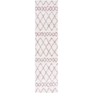 SAFAVIEH Area Rug 8×10 – Berber Shag Collection – Large – Navy & Ivory, Moroccan Design, Non-Shedding & Easy Cleaning, Plush Thick Pile, Ideal for Living Room, Bedroom, Dining Space (BER165N)(Ivory/Light Rose)