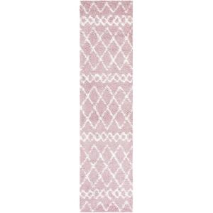 SAFAVIEH Area Rug 8×10 – Berber Shag Collection – Large – Navy & Ivory, Moroccan Design, Non-Shedding & Easy Cleaning, Plush Thick Pile, Ideal for Living Room, Bedroom, Dining Space (BER165N)(Light Rose/Ivory)