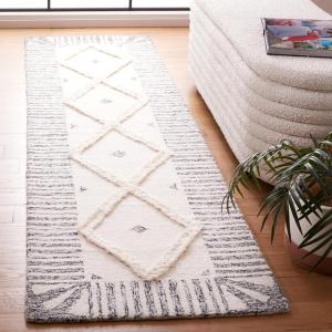 SAFAVIEH Area Rug 8×10 – Casablanca Collection – Large – Ivory & Black, Handmade Wool, Moroccan Boho Trellis Design, Ideal for Living Room, Bedroom, Dining Space (CSB987A)(Ivory/Black)