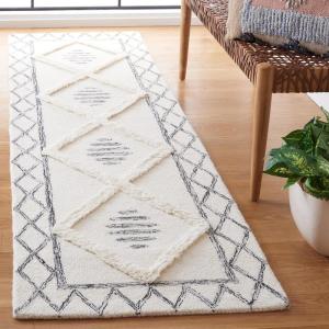 SAFAVIEH Area Rug 8×10 – Casablanca Collection – Large – Ivory & Black, Handmade Wool, Moroccan Boho Trellis Design, Ideal for Living Room, Bedroom, Dining Space (CSB990A)(Ivory/Black)
