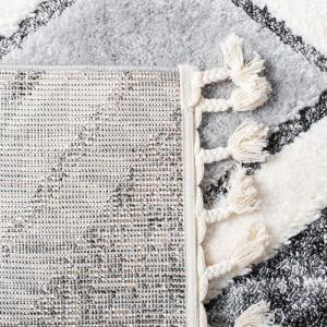 SAFAVIEH Area Rug 8×10 – Moroccan Tassel Shag Collection – Large – Grey & Ivory, Boho Design, Non-Shedding & Easy Cleaning, Plush Pile, Ideal for Living Room, Bedroom, Dining Space (MTS676F)(Grey/Ivory)