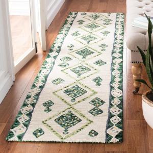 SAFAVIEH Aspen Collection Accent Rug – 4′ x 6′, Green & Ivory, Handmade Moroccan Boho Tribal Wool, Ideal for High Traffic Areas in Entryway, Living Room, Bedroom (APN702Y)(Green/Ivory)