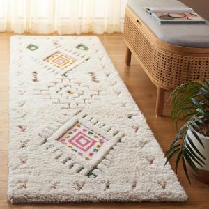 SAFAVIEH Casablanca Collection Area Rug – 4′ x 6′, Ivory/Pink, Geometric Design, Plush 1.8 Inch Thick Ideal for High Traffic Areas in Living Room, Bedroom, Dining (CSB920A)(Ivory/Pink)