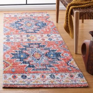 SAFAVIEH Classic Vintage Collection Area Rug – 5′ x 8′, Blue & Rust, Handmade Boho Tribal Distressed, Ideal for High Traffic Areas in Living Room, Bedroom (CLV208M)(Blue/Rust)