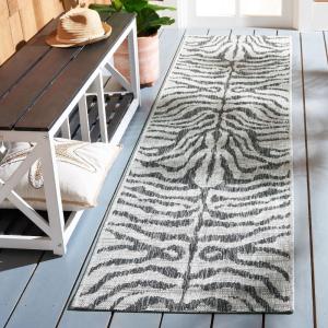 SAFAVIEH Courtyard Collection 8′ x 10′ Grey/Black CY8444 Indoor/ Outdoor Waterproof Easy Cleaning Patio Backyard Mudroom Area Rug(Grey/Black)