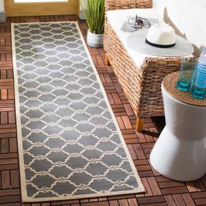 SAFAVIEH Courtyard Collection 8′ x 11′ Navy/Beige CY6009 Trellis Indoor/ Outdoor Waterproof Easy-Cleaning Patio Backyard Mudroom Area-Rug(Anthracite/Beige)