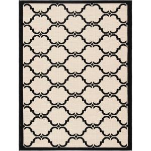 SAFAVIEH Courtyard Collection 8′ x 11′ Navy/Beige CY6009 Trellis Indoor/ Outdoor Waterproof Easy-Cleaning Patio Backyard Mudroom Area-Rug(Beige/Black)