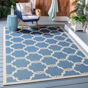 SAFAVIEH Courtyard Collection 8′ x 11′ Navy/Beige CY6009 Trellis Indoor/ Outdoor Waterproof Easy-Cleaning Patio Backyard Mudroom Area-Rug(Blue/Beige)