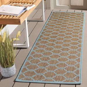 SAFAVIEH Courtyard Collection 8′ x 11′ Navy/Beige CY6009 Trellis Indoor/ Outdoor Waterproof Easy-Cleaning Patio Backyard Mudroom Area-Rug(Brown/Aqua)