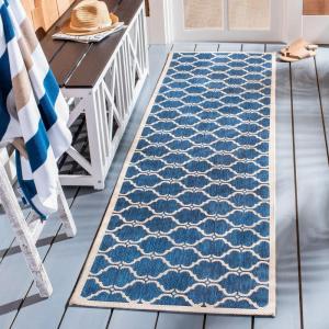SAFAVIEH Courtyard Collection 8′ x 11′ Navy/Beige CY6009 Trellis Indoor/ Outdoor Waterproof Easy-Cleaning Patio Backyard Mudroom Area-Rug(Navy/Beige)