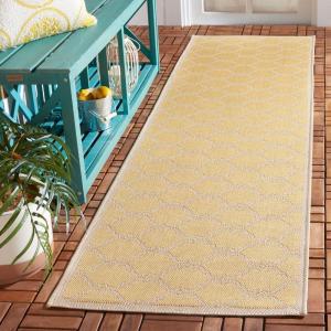 SAFAVIEH Courtyard Collection 8′ x 11′ Navy/Beige CY6009 Trellis Indoor/ Outdoor Waterproof Easy-Cleaning Patio Backyard Mudroom Area-Rug(Yellow/Beige)