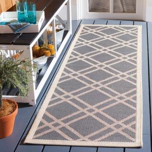 SAFAVIEH Courtyard Collection 8′ x 11′ Navy/Beige CY6923 Trellis Indoor/ Outdoor Waterproof Easy-Cleaning Patio Backyard Mudroom Area-Rug(Anthracite/Beige)