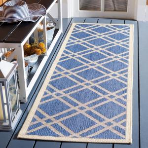 SAFAVIEH Courtyard Collection 8′ x 11′ Navy/Beige CY6923 Trellis Indoor/ Outdoor Waterproof Easy-Cleaning Patio Backyard Mudroom Area-Rug(Blue/Beige)