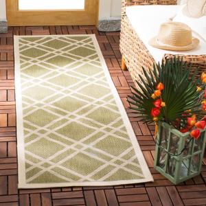 SAFAVIEH Courtyard Collection 8′ x 11′ Navy/Beige CY6923 Trellis Indoor/ Outdoor Waterproof Easy-Cleaning Patio Backyard Mudroom Area-Rug(Green/Beige)