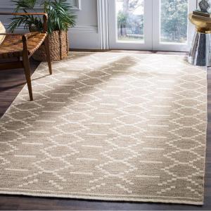 SAFAVIEH Kilim Collection Area Rug – 5′ x 8′, Grey & Ivory, Handmade Flat Weave Wool, Ideal for High Traffic Areas in Living Room, Bedroom (KLM353A)(Grey/Ivory)