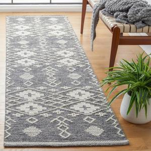 SAFAVIEH Kilim Collection Area Rug – 5′ x 8′, Grey & Ivory, Handmade Moroccan Boho Rustic Cotton, Ideal for High Traffic Areas in Living Room, Bedroom (KLM851F)(Charcoal/Ivory)