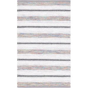 SAFAVIEH Kilim Collection Area Rug – 6′ x 9′, Blue & Ivory, Flat Weave Rustic Boho Tribal Design, Non-Shedding & Easy Care, Ideal for High Traffic Areas in Living Room, Bedroom (KLM763M)(Grey/Ivory)