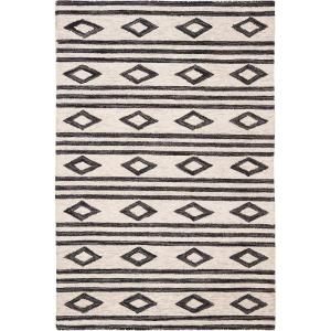 SAFAVIEH Micro-Loop Collection Area Rug – 5′ Square, Navy & Ivory, Handmade Moroccan Tribal Wool, Ideal for High Traffic Areas in Living Room, Bedroom (MLP153N)(Ivory/Charcoal)