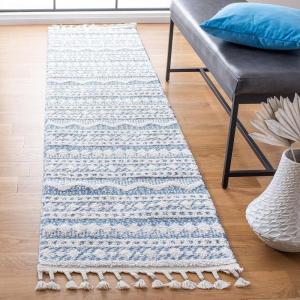 SAFAVIEH Moroccan Tassel Shag Collection Area Rug – 5’5″ x 7’7″, Ivory & Light Blue, 0.75-inch Thick Ideal for High Traffic Areas in Living Room, Bedroom (MTS484C)(Ivory/Light Blue)