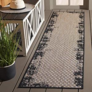 SAFAVIEH Outdoor Area Rug 8×10 – Beach House Collection – Large – Coastal Design, Black & Beige, Weather Resistant, Non-Shedding & Easy Cleaning, Ideal for Patio, Backyard, Dining Space (BHS414Z)(Black/Beige)