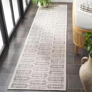 SAFAVIEH Outdoor Area Rug 8×10 – Beach House Collection – Large – Modern Design, Grey & Ivory, Weather Resistant, Non-Shedding & Easy Cleaning, Ideal for Patio, Backyard, Deck, Dining Space (BHS418F)(Grey/Ivory)