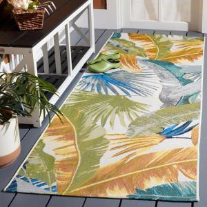 SAFAVIEH Washable Rug Outdoor Barbados Collection – 5’3″ x 7’6″, Gold & Green, Non-Shedding & Easy to Clean, Ideal for Patio, Backyard, Mudroom (BAR520C)(Gold/Green)