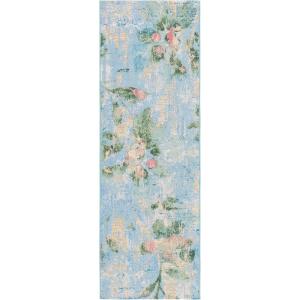 SAFAVIEH Washable Rug Outdoor Barbados Collection – 8′ x 10’5″, Light Blue & Green, Non-Shedding & Easy to Clean, Ideal for Patio, Backyard, Mudroom (BAR522M)(Light Blue/Green)