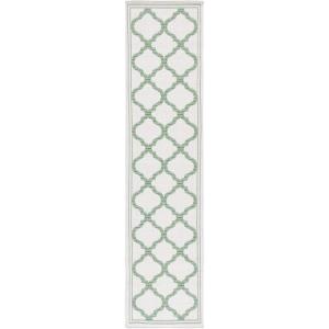 SAFAVIEH Washable Rug Outdoor Bermuda Collection – 8′ x 10′, Ivory & Charcoal, Non-Shedding & Easy to Clean, Ideal for Patio, Backyard, Mudroom (BMU810A)(Beige/Green)