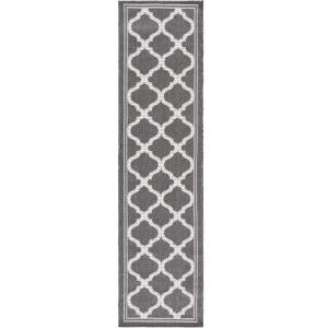 SAFAVIEH Washable Rug Outdoor Bermuda Collection – 8′ x 10′, Ivory & Charcoal, Non-Shedding & Easy to Clean, Ideal for Patio, Backyard, Mudroom (BMU810A)(Charcoal/Ivory)