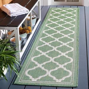 SAFAVIEH Washable Rug Outdoor Bermuda Collection – 8′ x 10′, Ivory & Charcoal, Non-Shedding & Easy to Clean, Ideal for Patio, Backyard, Mudroom (BMU810A)(Green/Beige)