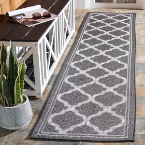 SAFAVIEH Washable Rug Outdoor Bermuda Collection – 8′ x 10′, Ivory & Charcoal, Non-Shedding & Easy to Clean, Ideal for Patio, Backyard, Mudroom (BMU810A)(Grey/Brown)