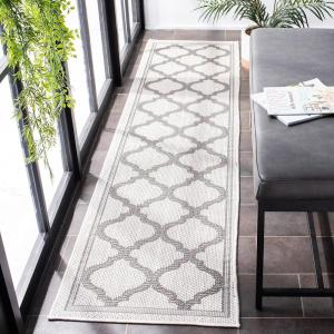 SAFAVIEH Washable Rug Outdoor Bermuda Collection – 8′ x 10′, Ivory & Charcoal, Non-Shedding & Easy to Clean, Ideal for Patio, Backyard, Mudroom (BMU810A)(Ivory/Grey)