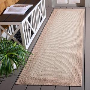 SAFAVIEH Washable Rug Outdoor Braided Collection – 5′ x 8′, Ivory & Aqua, Handmade & Reversible, Non-Shedding & Easy to Clean, Ideal for Patio, Backyard, Mudroom (BRA283J)(Ivory/Beige)