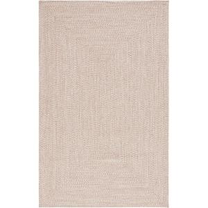 SAFAVIEH Washable Rug Outdoor Braided Collection – 8′ x 10′, Grey & Ivory, Handmade & Reversible, Non-Shedding & Easy to Clean, Ideal for Patio, Backyard, Mudroom (BRA201F)(Natural)