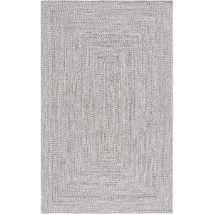 SAFAVIEH Washable Rug Outdoor Braided Collection – 8′ x 10′, Grey & Ivory, Handmade & Reversible, Non-Shedding & Easy to Clean, Ideal for Patio, Backyard, Mudroom (BRA201F)(Grey/Ivory)