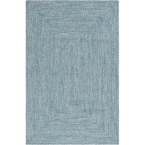SAFAVIEH Washable Rug Outdoor Braided Collection – 8′ x 10′, Grey & Ivory, Handmade & Reversible, Non-Shedding & Easy to Clean, Ideal for Patio, Backyard, Mudroom (BRA201F)(Teal/Green)