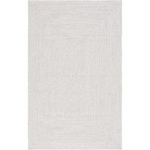 SAFAVIEH Washable Rug Outdoor Braided Collection – 8′ x 10′, Grey & Ivory, Handmade & Reversible, Non-Shedding & Easy to Clean, Ideal for Patio, Backyard, Mudroom (BRA201F)(Ivory/Light Grey)