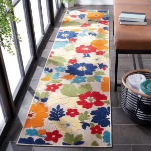 SAFAVIEH Washable Rug Outdoor Cabana Collection – 4’5″ x 6’5″, Ivory & Orange, Non-Shedding & Easy to Clean, Ideal for Patio, Backyard, Mudroom (CBN308A)(Ivory/Orange)