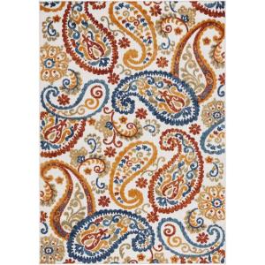 SAFAVIEH Washable Rug Outdoor Cabana Collection – 8′ x 10′, Cream & Navy, Non-Shedding & Easy to Clean, Ideal for Patio, Backyard, Mudroom (CBN887A)(Cream/Navy)