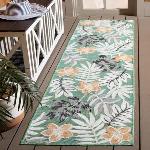 SAFAVIEH Washable Rug Outdoor Cabana Collection – 9′ x 12′, Blue & Grey, Non-Shedding & Easy to Clean, Ideal for Patio, Backyard, Mudroom (CBN405M)(Blue Green/Grey)